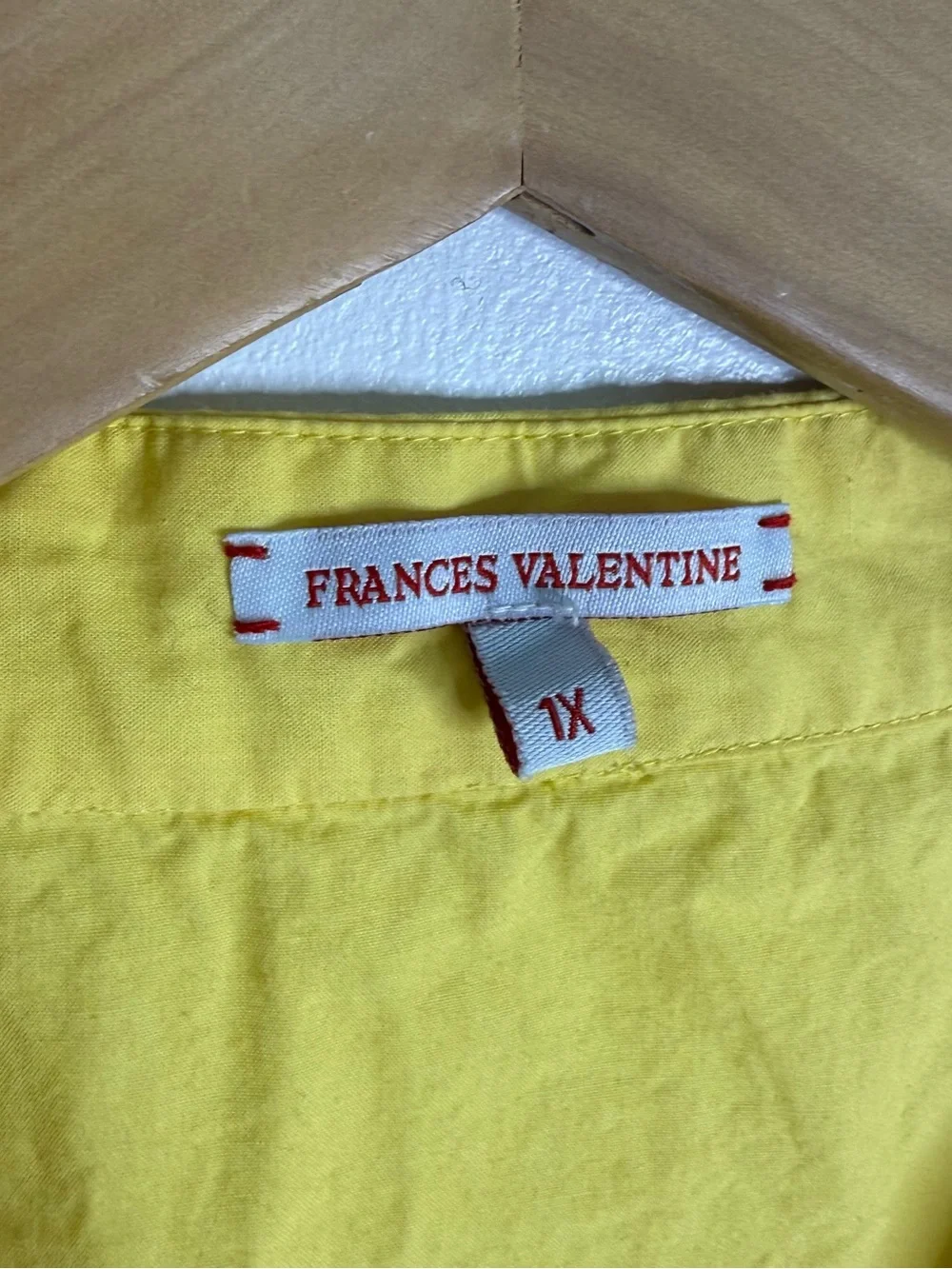 Frances Valentine 1X Yellow Cotton Popover Blouse Ruched Puff Sleeve Top